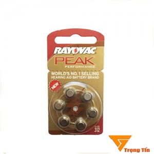 Pin máy trợ thính 312 Rayovac PR41 (vỉ 6 viên)